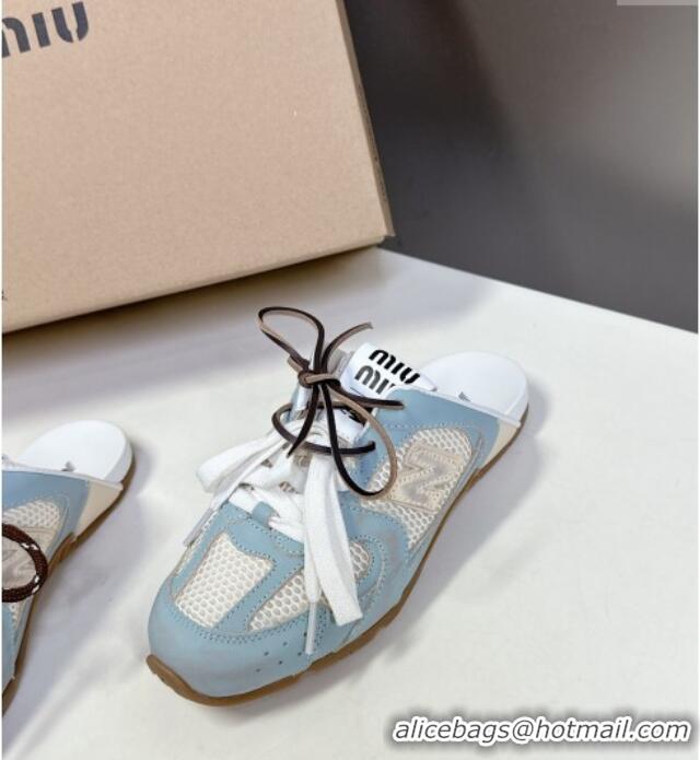 Buy Classic New Balance x Miu Miu 530 SL Sneaker Mules in Deco Leather and Mesh M6040 Blue 2025