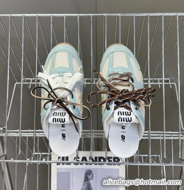 Buy Classic New Balance x Miu Miu 530 SL Sneaker Mules in Deco Leather and Mesh M6040 Blue 2025