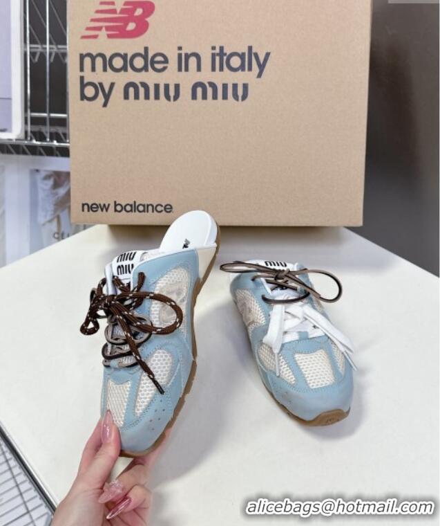 Buy Classic New Balance x Miu Miu 530 SL Sneaker Mules in Deco Leather and Mesh M6040 Blue 2025