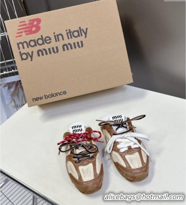 ​Buy Discount New Balance x Miu Miu 530 SL Sneaker Mules in Deco Calf Leather M6043 Brown 2025
