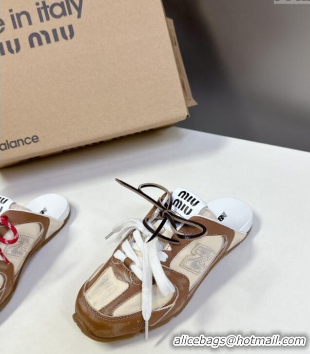 ​Buy Discount New Balance x Miu Miu 530 SL Sneaker Mules in Deco Calf Leather M6043 Brown 2025