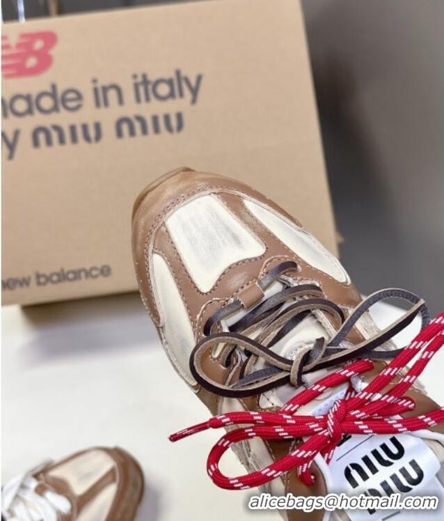 ​Buy Discount New Balance x Miu Miu 530 SL Sneaker Mules in Deco Calf Leather M6043 Brown 2025