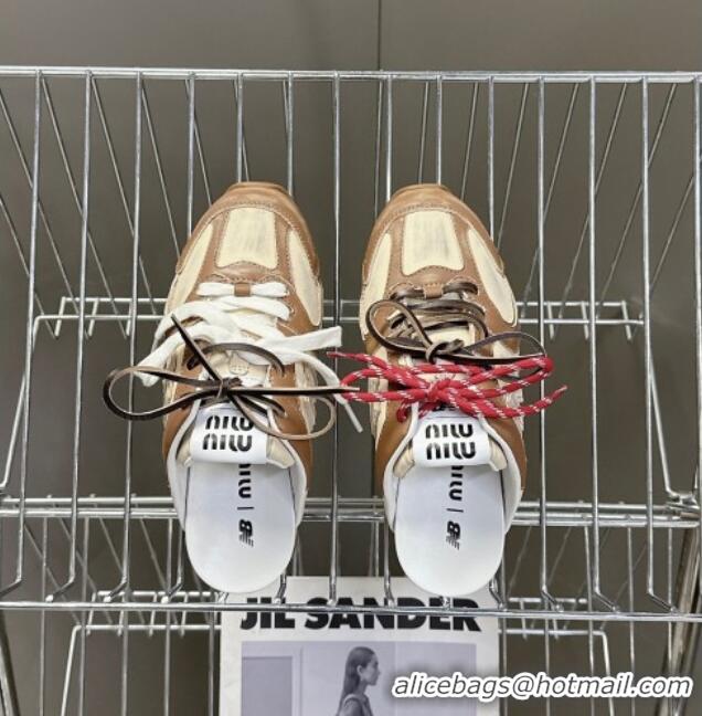 ​Buy Discount New Balance x Miu Miu 530 SL Sneaker Mules in Deco Calf Leather M6043 Brown 2025