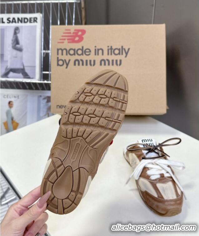 ​Buy Discount New Balance x Miu Miu 530 SL Sneaker Mules in Deco Calf Leather M6043 Brown 2025