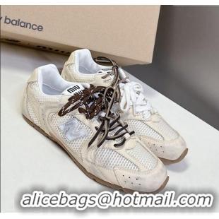 ​Modern Classic New Balance x Miu Miu 530 SL Sneakers in Deco Leather and Mesh M6046 White 2025
