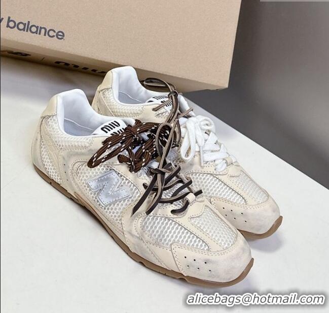 ​Modern Classic New Balance x Miu Miu 530 SL Sneakers in Deco Leather and Mesh M6046 White 2025