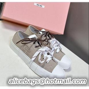 Latest Style Miu Miu Washed Denim Sneakers with Double Lace 5E384E Grey 2025