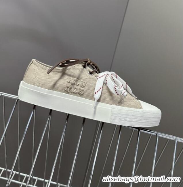 Latest Style Miu Miu Washed Denim Sneakers with Double Lace 5E384E Grey 2025