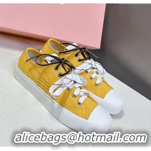 ​Market Sells Miu Miu Washed Denim Sneakers with Double Lace 5E384E Yellow 2025