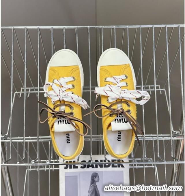 ​Market Sells Miu Miu Washed Denim Sneakers with Double Lace 5E384E Yellow 2025