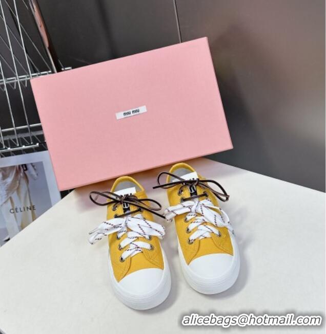 ​Market Sells Miu Miu Washed Denim Sneakers with Double Lace 5E384E Yellow 2025