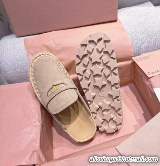 ​Sophisticated Miu Miu Penny Suede Platform Mules 3.5cm with Straw Detail M6055 Beige 2025