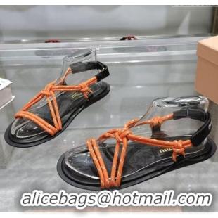 ​Noble Discount Miu Miu Riviere Cord Flat Sandals 5X420E Orange 2025