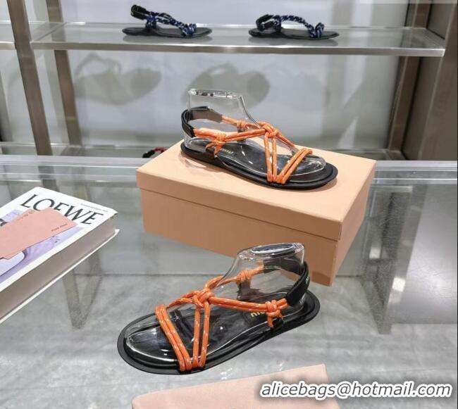 ​Noble Discount Miu Miu Riviere Cord Flat Sandals 5X420E Orange 2025
