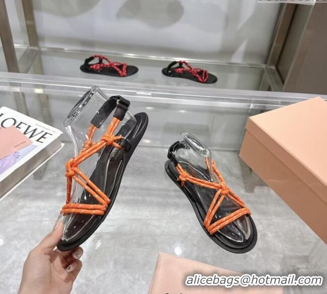​Noble Discount Miu Miu Riviere Cord Flat Sandals 5X420E Orange 2025