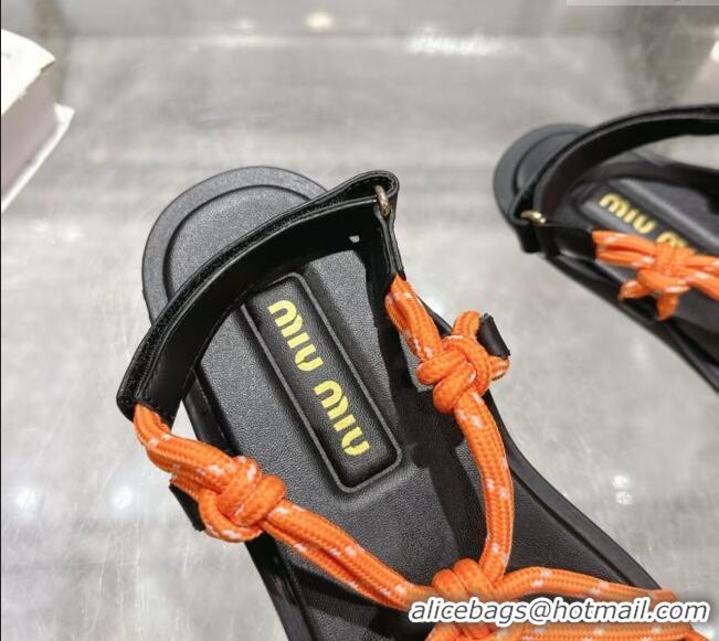 ​Noble Discount Miu Miu Riviere Cord Flat Sandals 5X420E Orange 2025