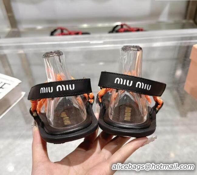 ​Noble Discount Miu Miu Riviere Cord Flat Sandals 5X420E Orange 2025