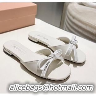​Market Sells Miu Miu Nappa Leather Flat Slides Sandal with Bow 042602 White 2025