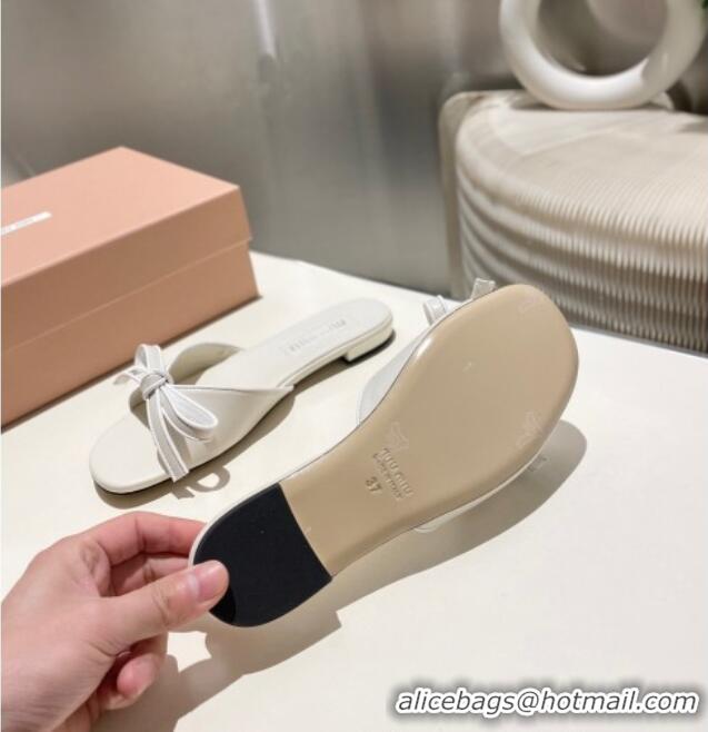​Market Sells Miu Miu Nappa Leather Flat Slides Sandal with Bow 042602 White 2025