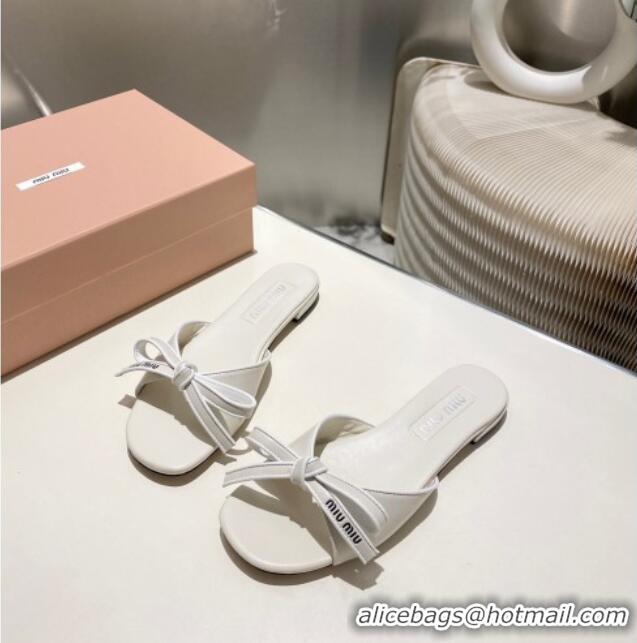 ​Market Sells Miu Miu Nappa Leather Flat Slides Sandal with Bow 042602 White 2025