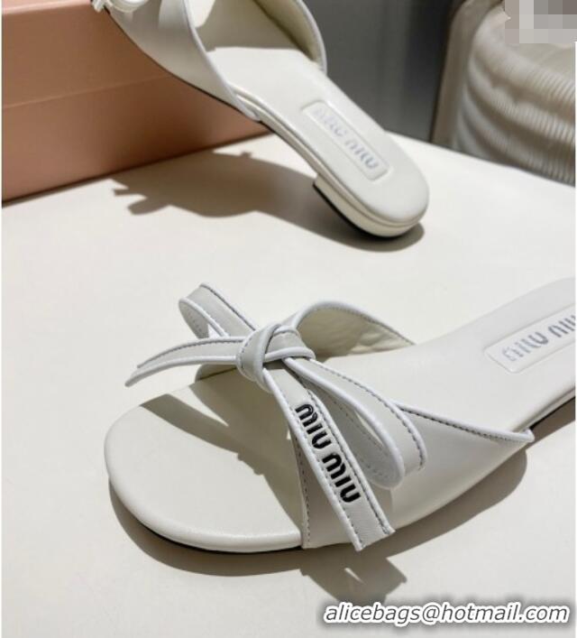 ​Market Sells Miu Miu Nappa Leather Flat Slides Sandal with Bow 042602 White 2025