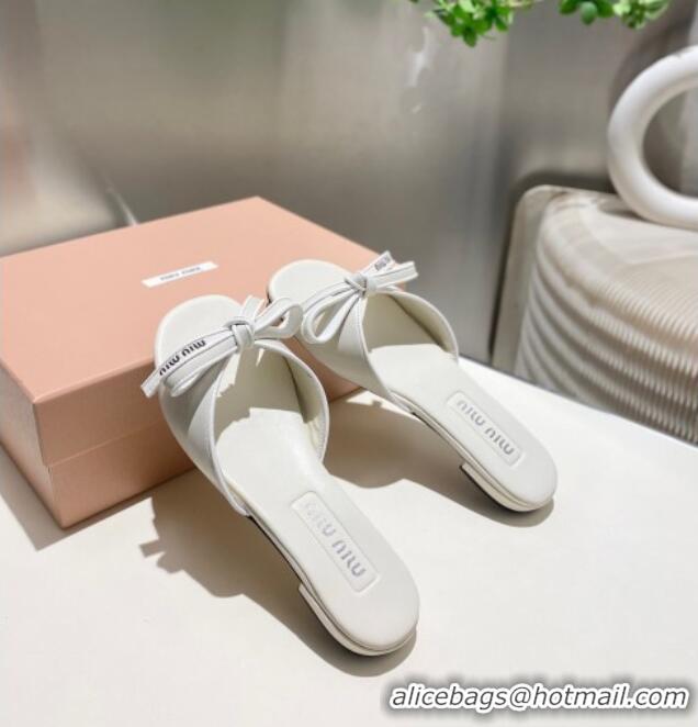 ​Market Sells Miu Miu Nappa Leather Flat Slides Sandal with Bow 042602 White 2025