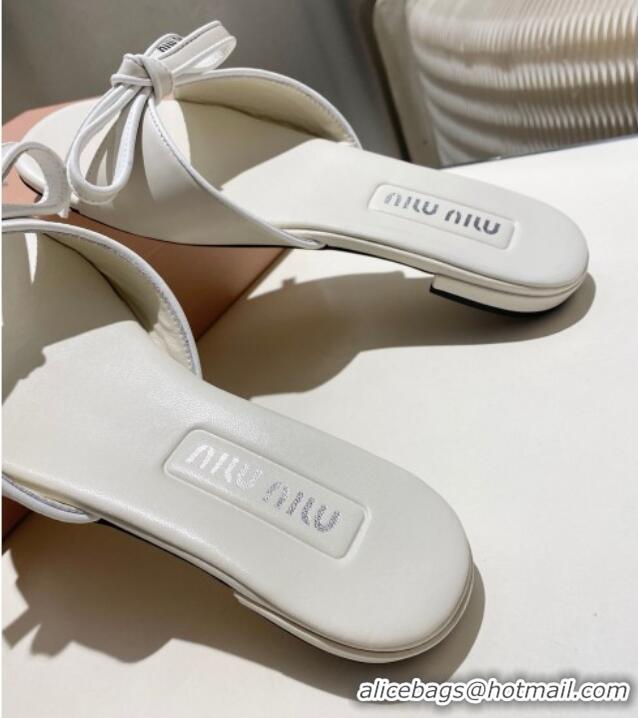 ​Market Sells Miu Miu Nappa Leather Flat Slides Sandal with Bow 042602 White 2025