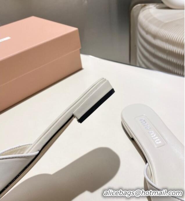 ​Market Sells Miu Miu Nappa Leather Flat Slides Sandal with Bow 042602 White 2025