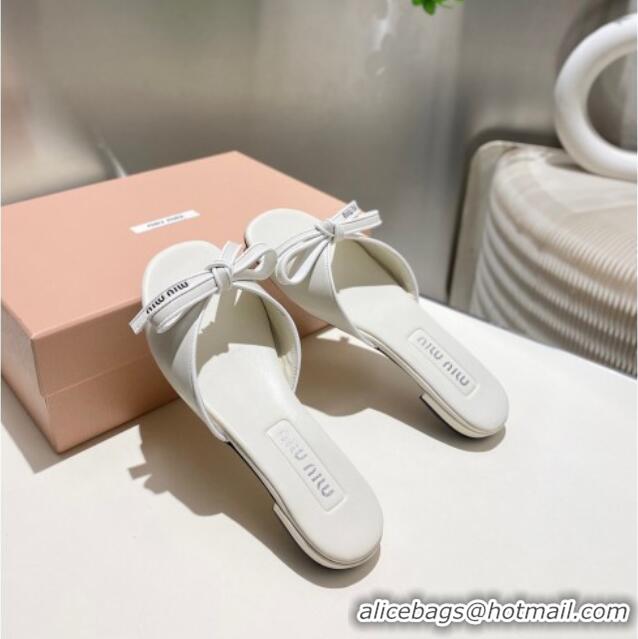 ​Market Sells Miu Miu Nappa Leather Flat Slides Sandal with Bow 042602 White 2025