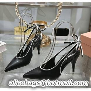 Buy Cheap Miu Miu Nappa Leather Slingback Pumps 9cm with Back Lace 5I430E Black 2025