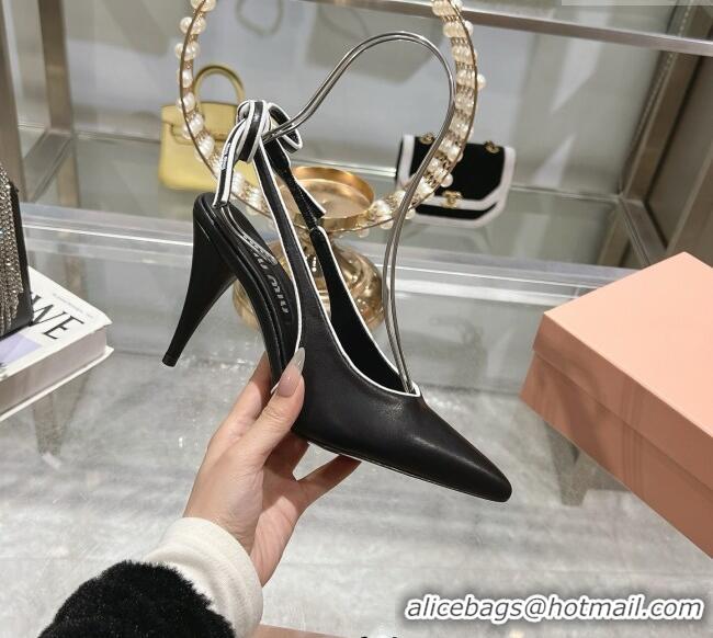 Buy Cheap Miu Miu Nappa Leather Slingback Pumps 9cm with Back Lace 5I430E Black 2025