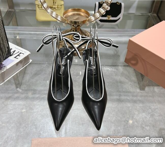 Buy Cheap Miu Miu Nappa Leather Slingback Pumps 9cm with Back Lace 5I430E Black 2025