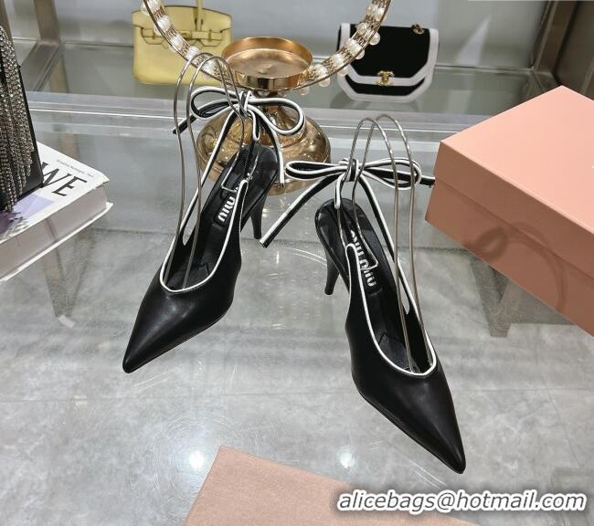 Buy Cheap Miu Miu Nappa Leather Slingback Pumps 9cm with Back Lace 5I430E Black 2025