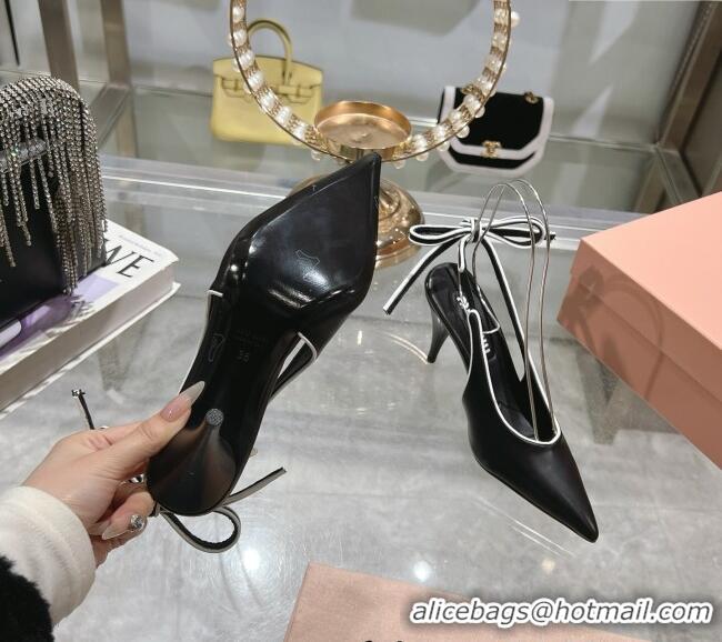 Buy Cheap Miu Miu Nappa Leather Slingback Pumps 9cm with Back Lace 5I430E Black 2025