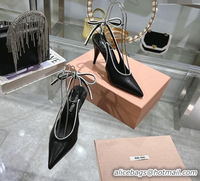 Buy Cheap Miu Miu Nappa Leather Slingback Pumps 9cm with Back Lace 5I430E Black 2025