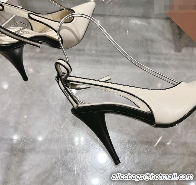New Fashion Miu Miu Nappa Leather Slingback Pumps 9cm with Back Lace 5I430E White 2025