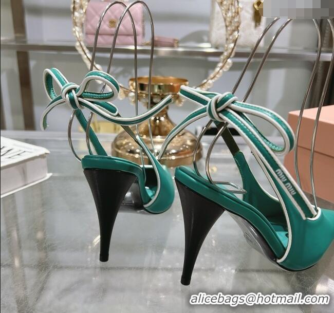 Best Product Miu Miu Nappa Leather Slingback Pumps 9cm with Back Lace 5I430E Green 2025