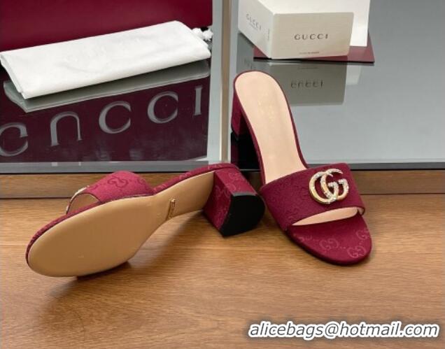 Lower Price Gucci GG Canvas Heel Slides Sandal 5cm with Strass Double G Red 2025 GG042301