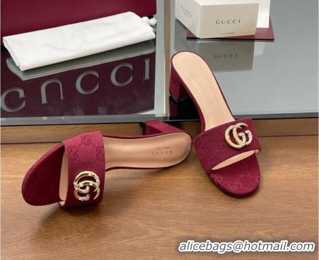 Lower Price Gucci GG Canvas Heel Slides Sandal 5cm with Strass Double G Red 2025 GG042301