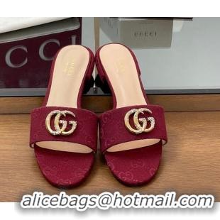 Trendy Design Gucci GG Canvas Flat Slides Sandal with Strass Double G Red 2025 GG042301
