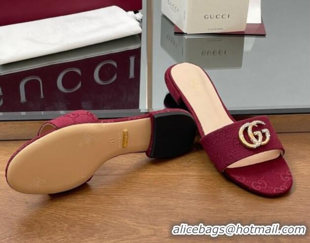 Trendy Design Gucci GG Canvas Flat Slides Sandal with Strass Double G Red 2025 GG042301