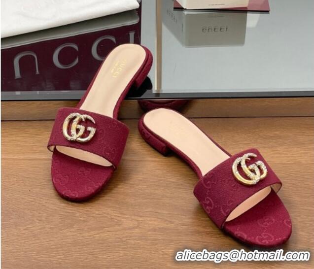 Trendy Design Gucci GG Canvas Flat Slides Sandal with Strass Double G Red 2025 GG042301
