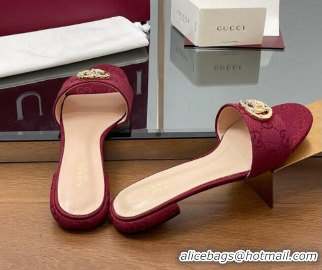 Trendy Design Gucci GG Canvas Flat Slides Sandal with Strass Double G Red 2025 GG042301