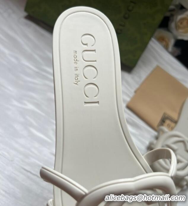 Low Price Gucci Rubber Interlocking G Flat Slides Sandal White 2025 780307
