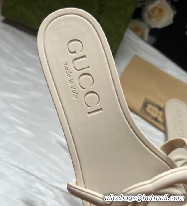 Sophisticated Gucci Rubber Interlocking G Flat Slides Sandal Light Beige 2025 780307