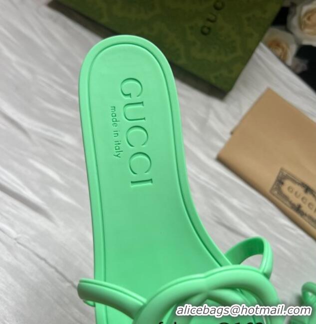 Luxury Gucci Rubber Interlocking G Flat Slides Sandal Green 2025 780307