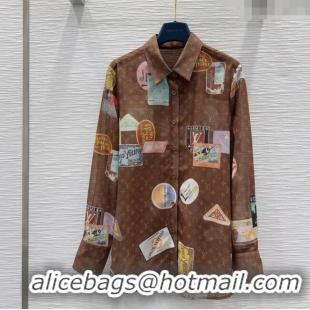 Top Grade Louis Vuitton Monogram Printed Shirt V0410 Brown 2025
