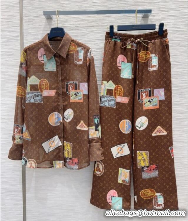 Top Grade Louis Vuitton Monogram Printed Shirt V0410 Brown 2025