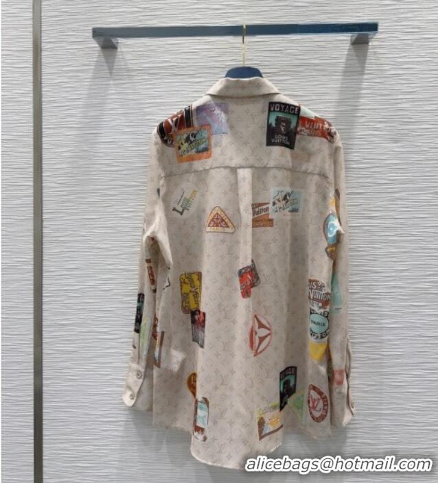 Chic Cheap Louis Vuitton Monogram Printed Shirt V0410 Beige 2025