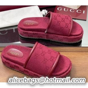 Stylish Gucci Original GG Canvas Platform Slides Sandal Red 2025 816797